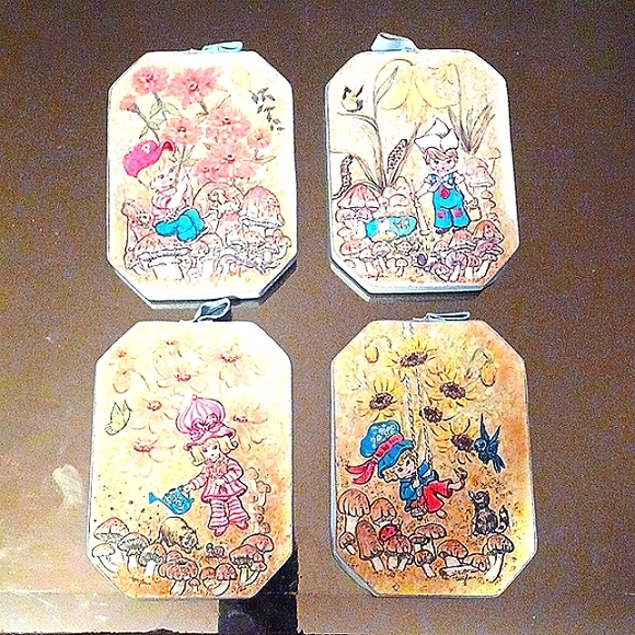 Vintage Tomy Lee Four Seasons Wall Plaques,Dutch Garden with Children - Picture 1 of 10